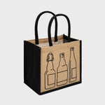 6 Beer Bottle Jute Bag Beer Bottle Print