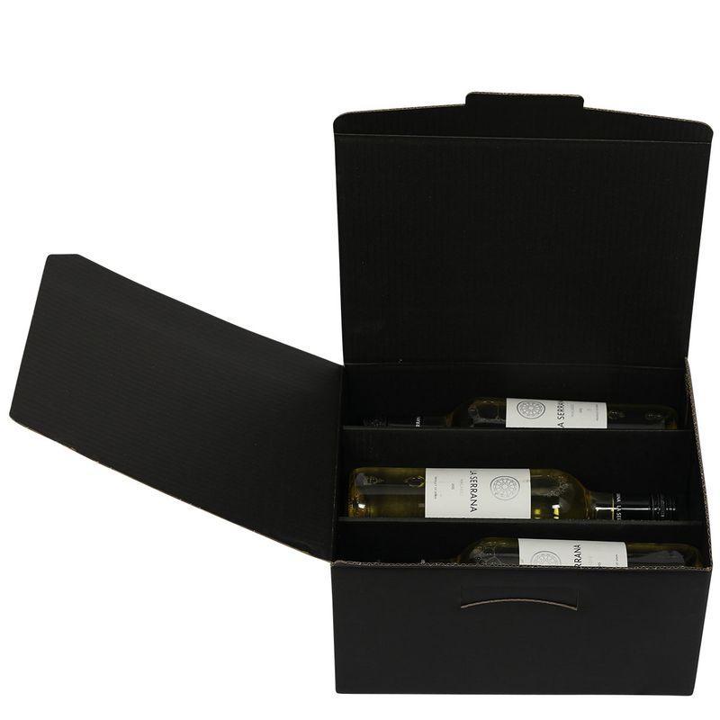 6 Bottle Front Opening Gift Box Black